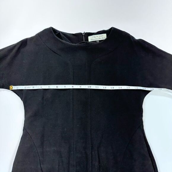 Rag and bone black 3/4 sleeve structured stretch cotton midi bodycon dress 6 - Picture 6 of 9